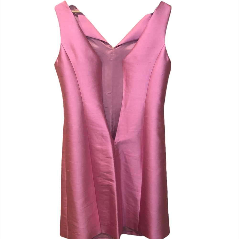 Rickie Freeman for Teri Jon || Pink Silk Sleeveless Midi Dress - Picture 2 of 11